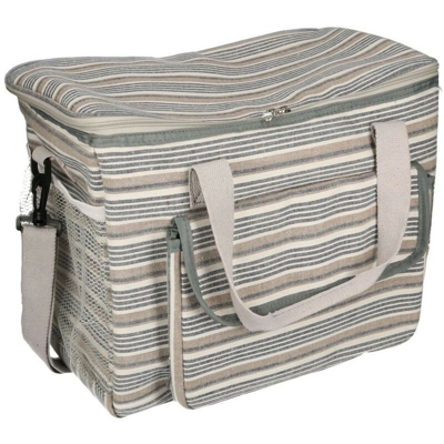 Borsa frigo grigio blu righe con tasca