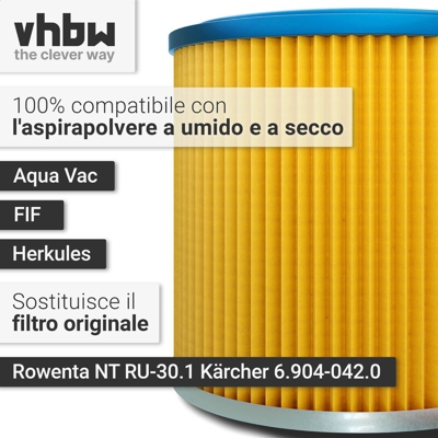 vhbw filtro tondo/filtro a lamelle per aspirapolvere sostituisce Rowenta NT RU-30.1