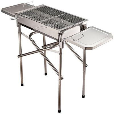 Barbecue A Carbonella Bbq Grill Con Piano D’appoggio In Acciaio Inox