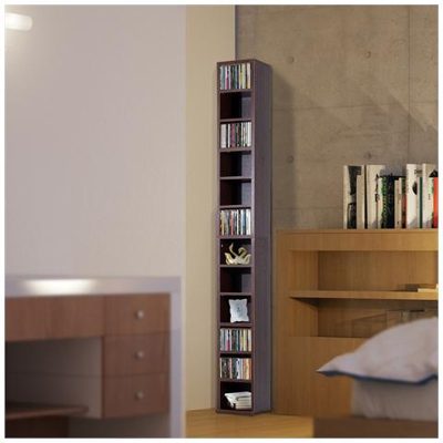 Mobiletto Colonna Libreria Da Parete Con Mensole In Legno, Marrone, 21x20x175cm