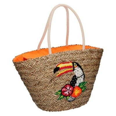 Borsa paglia con tucano