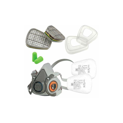 Set Semi-Maschera Serie 6000 Misura S 6100 con filtro Gas 6059 ABEK1 con filtro antiparticolato 5935 P3 R e 501 coperchio filtro con tappo per le en oferta