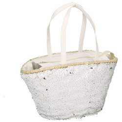Borsa paglia con paillettes bianco precio