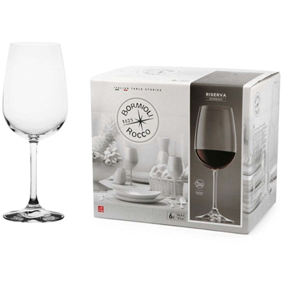6 calici da vino Riserva Bordeaux con tacca 10cl.