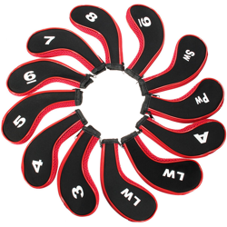 12 pezzi / set mazze da golf blu copricapo in ferro copricapo con cerniera sul collo lungo (rosso) en oferta