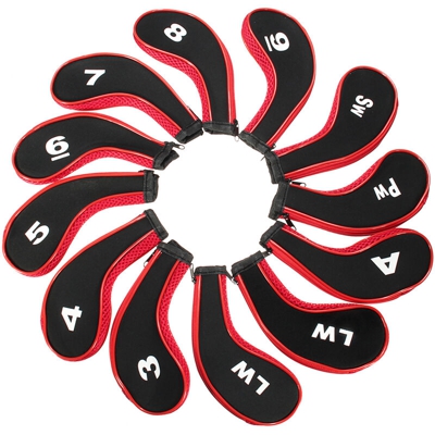 12 pezzi / set mazze da golf blu copricapo in ferro copricapo con cerniera sul collo lungo (rosso)