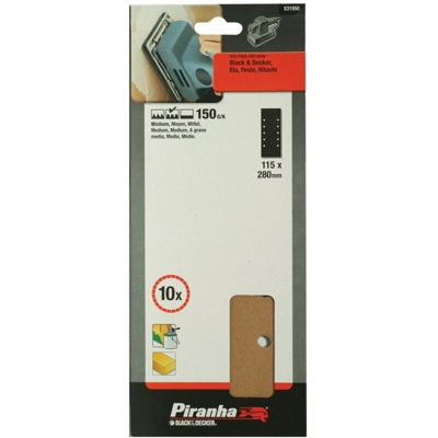 Black & Decker 10 Fogli Abrasivi Forati 115X280Mm Grana 150 X31050-Xj