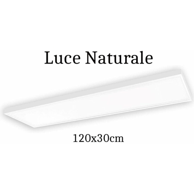 B&s - Plafoniera led 48w luce naturale 120x30cm bianca moderna pannello led con staffa