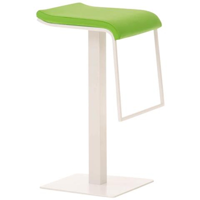 Sgabello Cp156 Con Poggiapiedi 42x39x78cm Ecopelle Struttura Bianca Verde