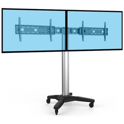 030-5004 Carrello Mobile Doppio Monitor / tv 37''''-70'''', Ideale Per Videoconferenza. Altezza Regolabile Fino A 160 Cm.
