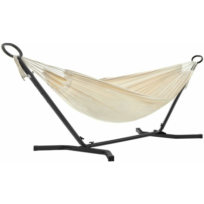 Amaca con Stand, 210 x 150 cm, 5 Altezze Regolabili, Amaca Portatile con Struttura di Metallo, Capacità di Carico 240 kg, Patio, Giardino, Cortile,