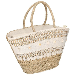 Borsa paglia pizzo con conchiglie características