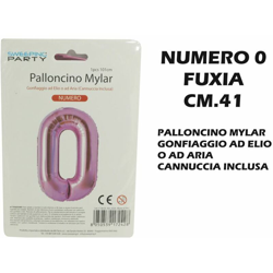 Palloncino Mylar Cm.41 Numero 0 Fuxia en oferta