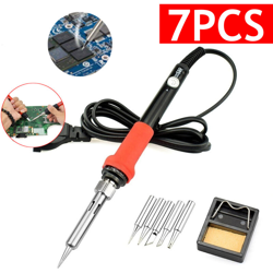 220V / 110V 60W Saldatore elettrico a temperatura regolabile Kit di saldatura fai-da-te Stazione di rilavorazione con accessori di riparazione (spina precio
