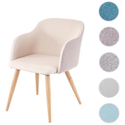 Sedia Hwc-d71 Design Retro Anni 50 Metallo Tessuto Avorio Beige