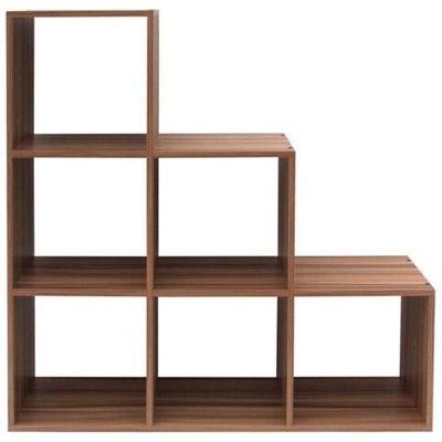 Rebecca Mobili Libreria A Gradini Scaffale 6 Scomparti Mdf Marrone Casa Ufficio