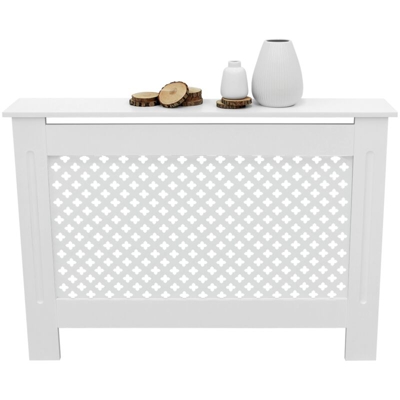 Copritermosifone radiatore nido d'ape bianco MDF legno 112x19x82cm tradizionale