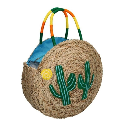 Borsa paglia con cactus