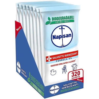 320 x Salviettine Igienizzanti Multisuperfici Biodegradabili Formula 0% - Napisan