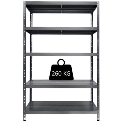 Scaffale In Metallo Maciste 120 X 50 X 234 H 5 Piani Kg 260 Senza Bulloni