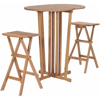 Set da Bar Pieghevole 3 pz in Massello di Teak