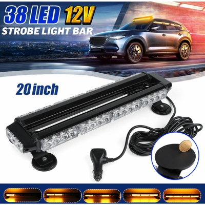 Insma - Faro a barra luminosa stroboscopica di emergenza per auto a 38 LED
