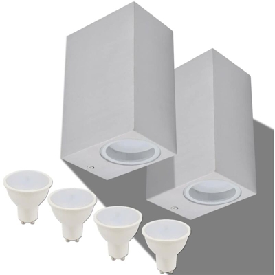 vidaXL Applique LED da Parete 2 p Quadrate Proiezione Alto/Basso - Argento