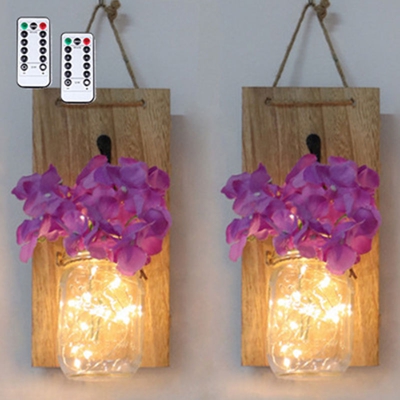 Viola giardino fiorito Mason lampada vaso 2 installato (i modelli originali in legno) modelli di batteria a distanza (senza batterie spediti)