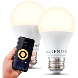 Lampadine LED smart E27, set di 2, dimmerabili con lo smartphone, luce calda 2700K, funzionano con App per iOS e Android, Amazon Alexa, Google Home, precio