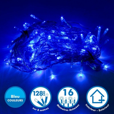 Ghirlanda luminosa a LED da 8 metri 128 - Blu esterno