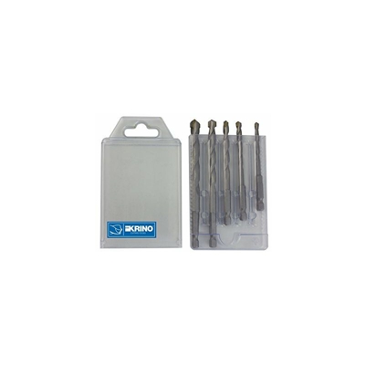 Krino 03057700 - Set Punte Superior con Attacco Esagonale 1/4 per Muro e Cemento - 5 Pezzi
