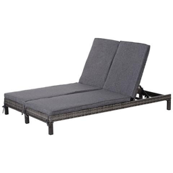 Lettino Sdraio Prendisole A 2 Posti In Pe Rattan Con Materassino Grigio en oferta