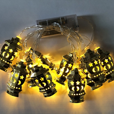 Lanterna da Palazzo a LED in Ferro Battuto,lanterne palazzo d'oro - bianco caldo 3 metri 2 luci - sempre luminose con batteria lampeggiante