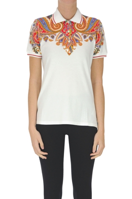 Printed cotton polo shirt