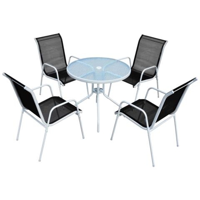 Set da Pranzo da Giardino 5 pz in Acciaio 80x71cm Nero e Grigio