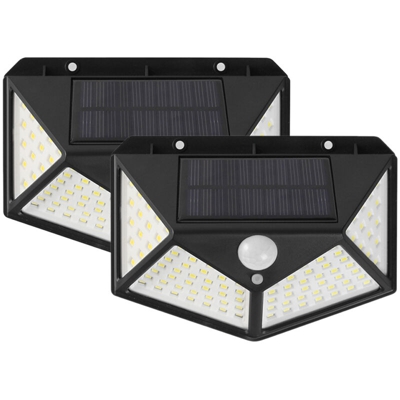 Applique solare 1LED, sensore del corpo a quattro lati, luce calda nera 1LED,2 pacchi - 2 pacchi