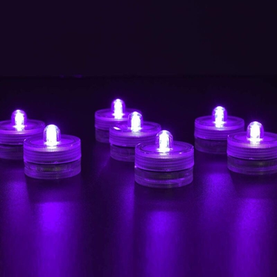 36pack Sottomarino rotondo viola impermeabile Mini LED Tea Lights Luci sommergibili per la casa di nozze Patry Vase Festival Decorazione di San