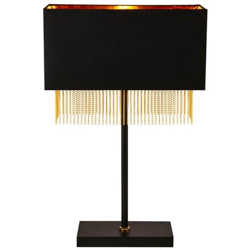 Lampada Da Tavolo A 1 Luce - Paralume Nero Con Catena Dorata precio