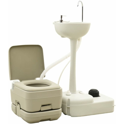Set WC Portatile da Campeggio 10+10L Lavandino 20L Grigio - Grigio - Youthup