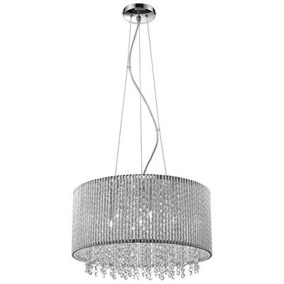 Pendente A Sospensione Moderno Argento 7 Luci Con Alluminio Anodizzato, Paralume Cioccolato, G9