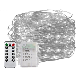 All'aperto Natale luci principali contenitore di batteria impermeabile luce della stringa di rame a distanza, la luce bianca della cassa di batteria precio