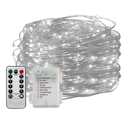 All'aperto Natale luci principali contenitore di batteria impermeabile luce della stringa di rame a distanza, la luce bianca della cassa di batteria