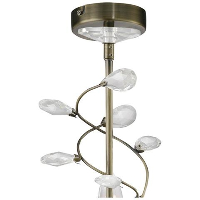 Pendente A Soffitto (paralume Venduto Separatamente) 5 Luci In Ottone Antico, Cristallo