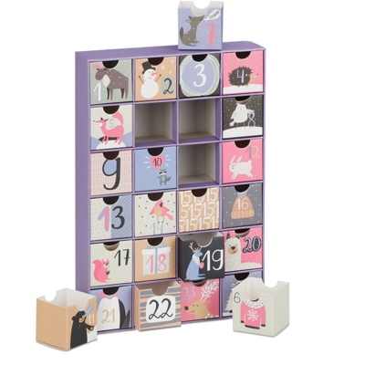Calendario dell'Avvento da Riempire, 24 Scatolette Riutilizzabili, per Adulti e Bambini, Calendario, Lilla