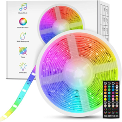 Striscia musicale a LED, striscia luminosa a LED 5M 5050 RGB Striscia LED autoadesiva multicolore IP65 en oferta