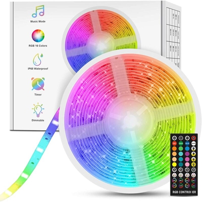 Striscia musicale a LED, striscia luminosa a LED 5M 5050 RGB Striscia LED autoadesiva multicolore IP65