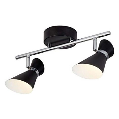 Searchlight Diablo - Barra Faretto Doppio Led 2 Luci Cromo, Nero Opaco