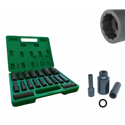 Grecoshop - Bussole/Boccole ad impatto rinforzate poligonali serie 18 pezzi da 1/2' in valigetta