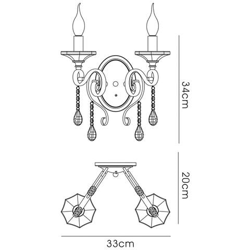 Lampada Da Parete Switched 2 Lume Di Candela Ottone Antico, Cristallo en oferta