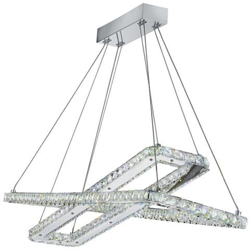 Lampada A Sospensione A Led Integrata Da Soffitto Cromata Con Cristalli en oferta